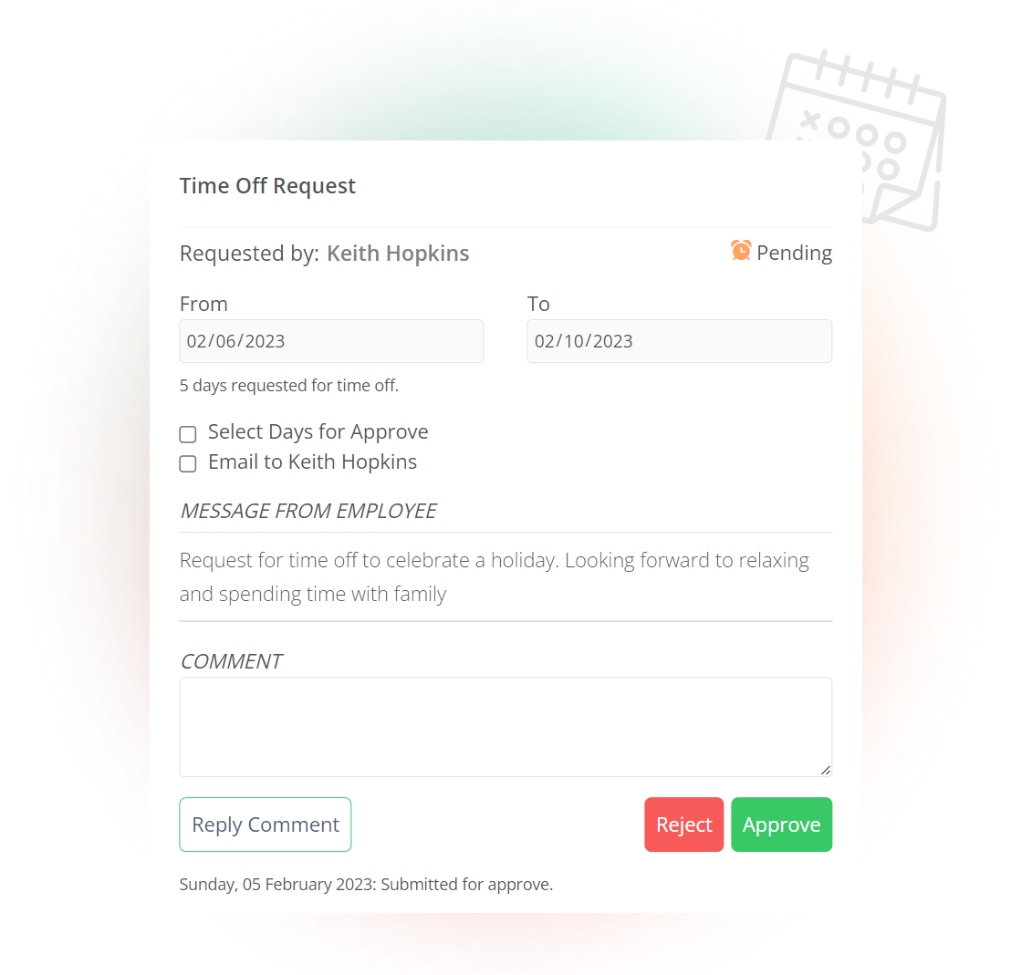 Resource Management View Time off